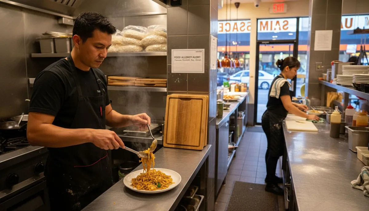 Chef plates allergy-friendly Thai Pad Thai dish