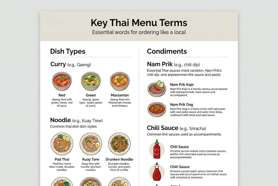 Infographic of common Thai menu terms
