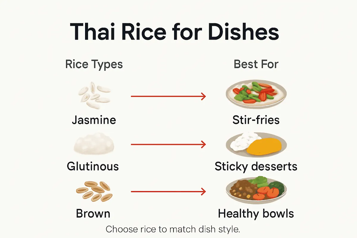 Infographic showing best Thai rice for dishes