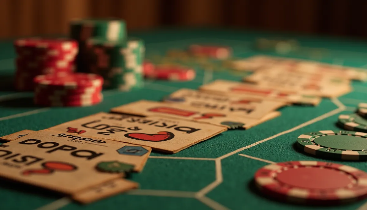 Close-up of a vintage Las Vegas casino chip collection