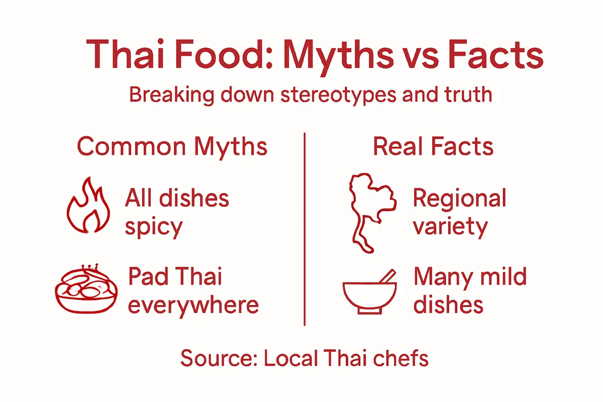 Infographic showing myths and facts about Thai food