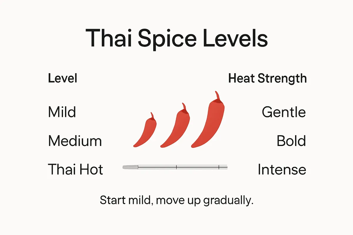 Infographic showing Thai spice level spectrum