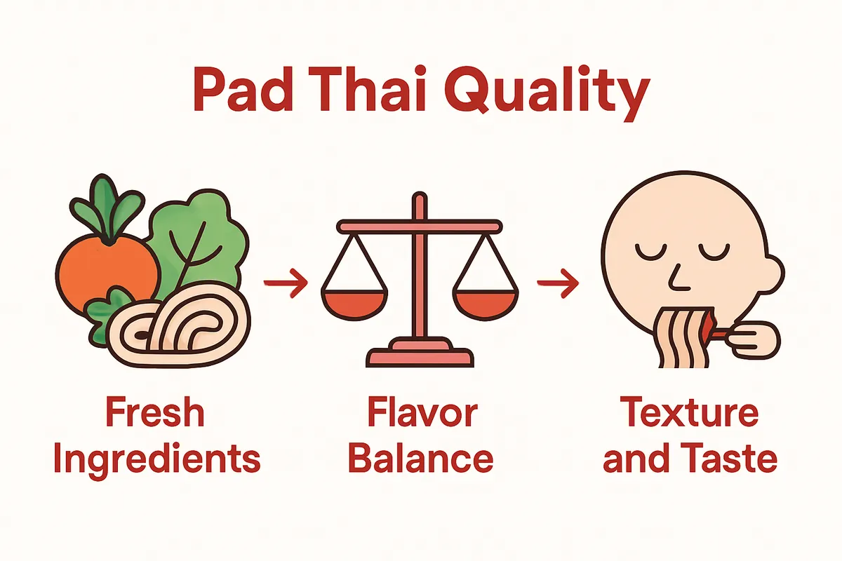 Infographic on assessing Pad Thai quality