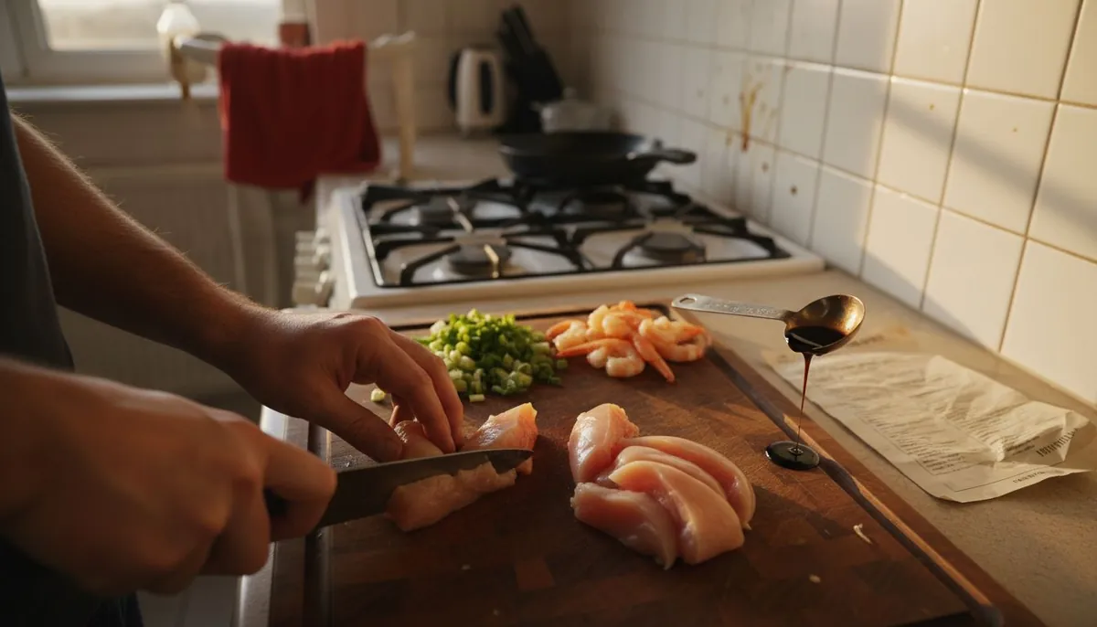 Home cook prepping Pad Thai ingredients