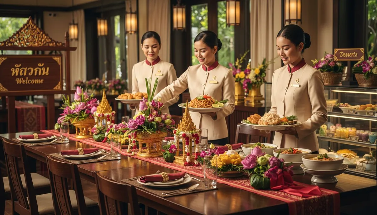 Elegant Thai catering event setting