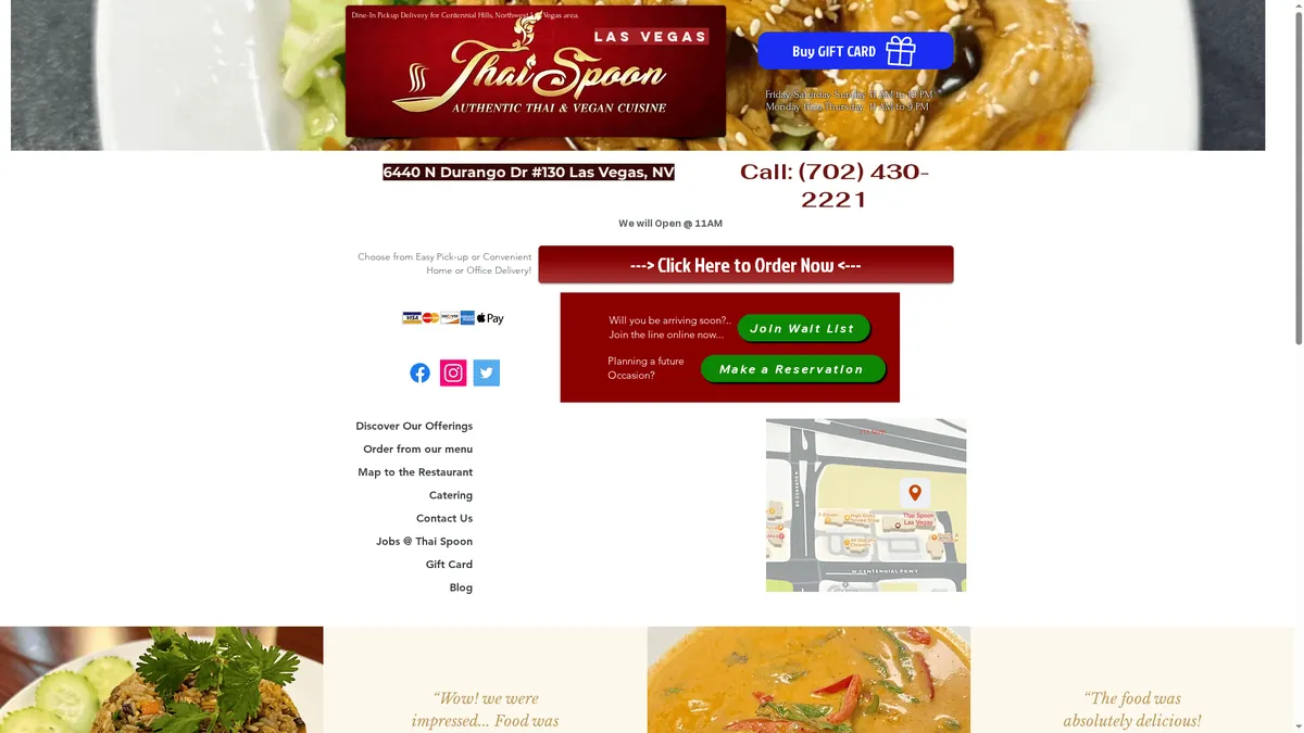 Thai Spoon Las Vegas website screenshot