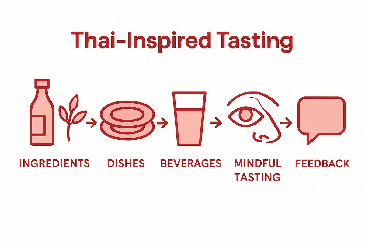Five-step Thai tasting process infographic