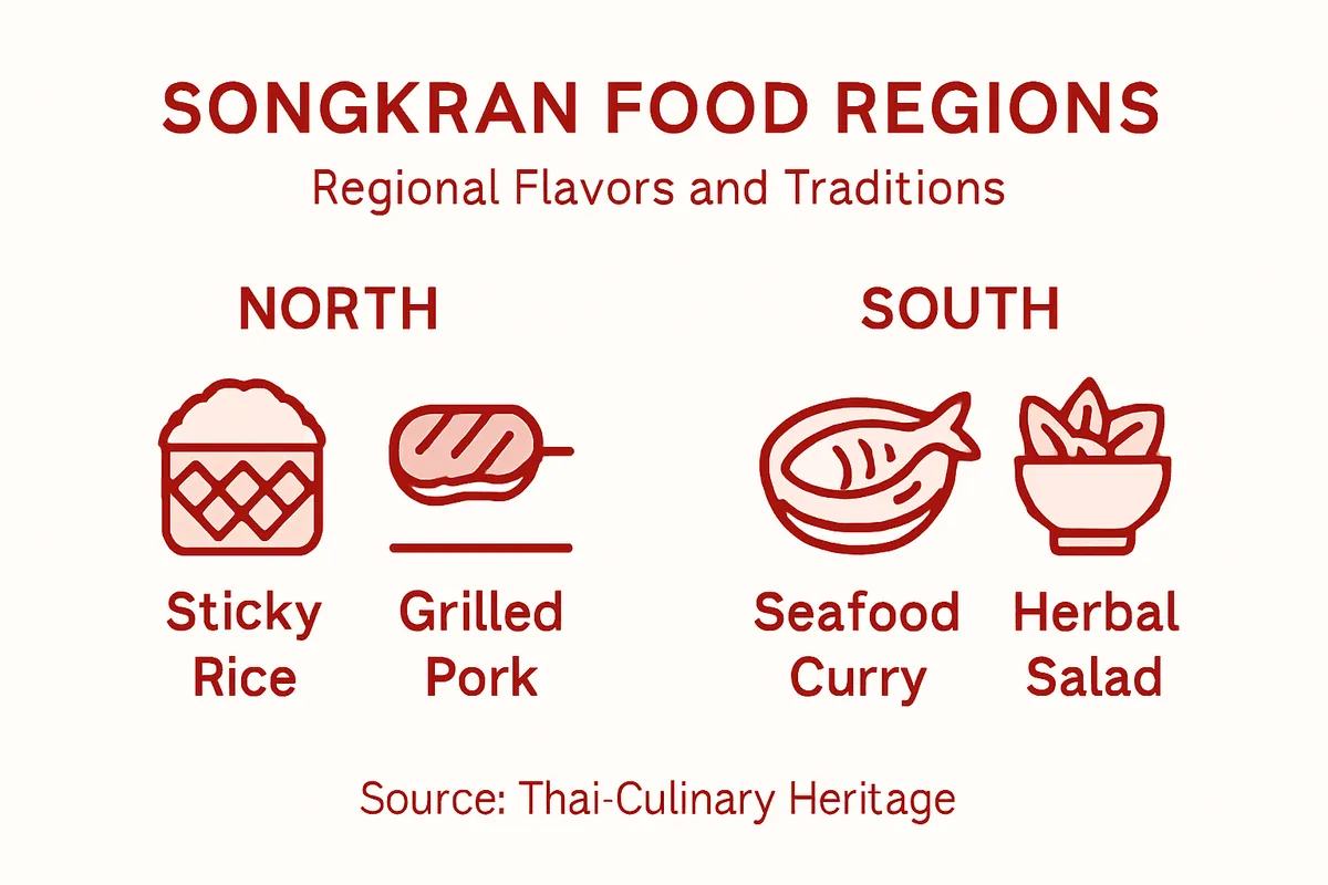 Infographic on regional Songkran food variations