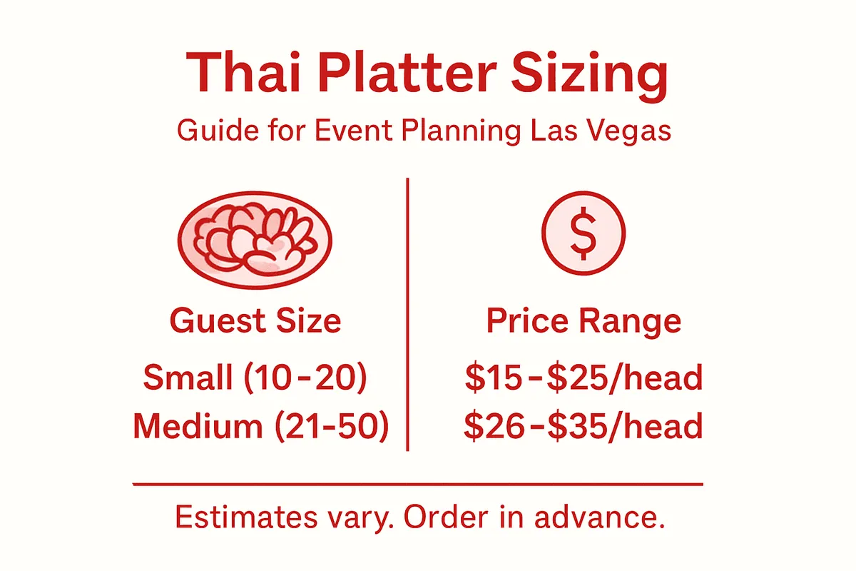 Infographic showing Thai platter sizing and pricing breakdown