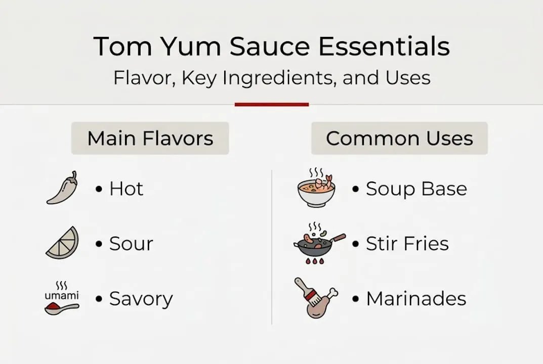 Infographic shows Tom Yum sauce flavors and uses
