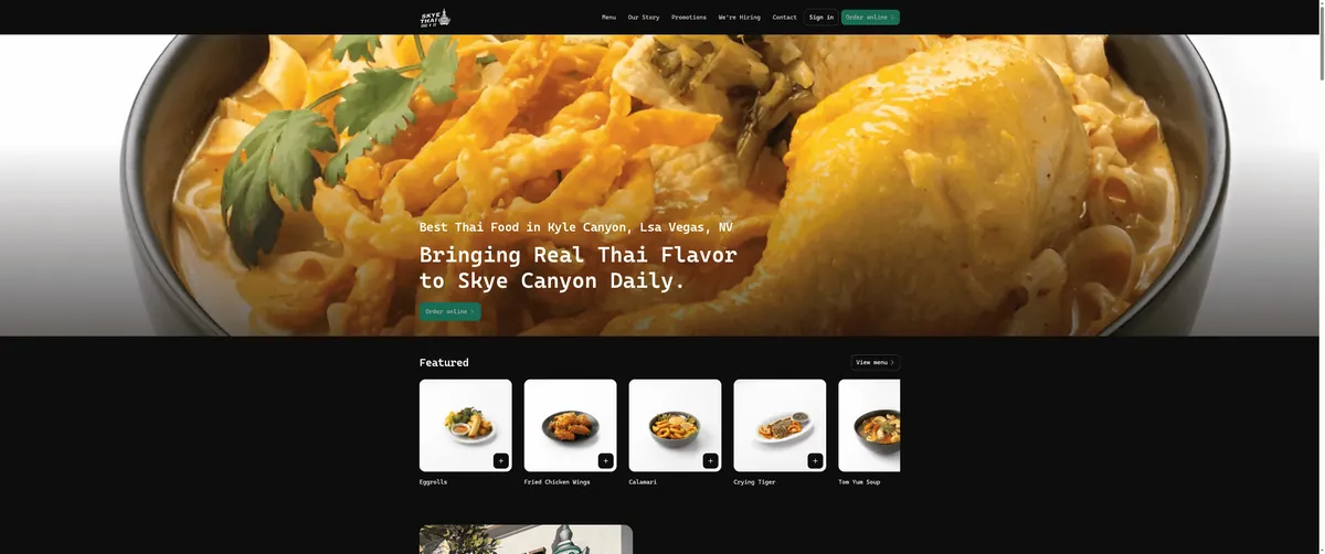 Skye Thai Grab N Go website screenshot