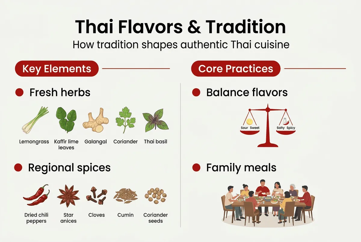 Infographic showing Thai cuisine tradition overview