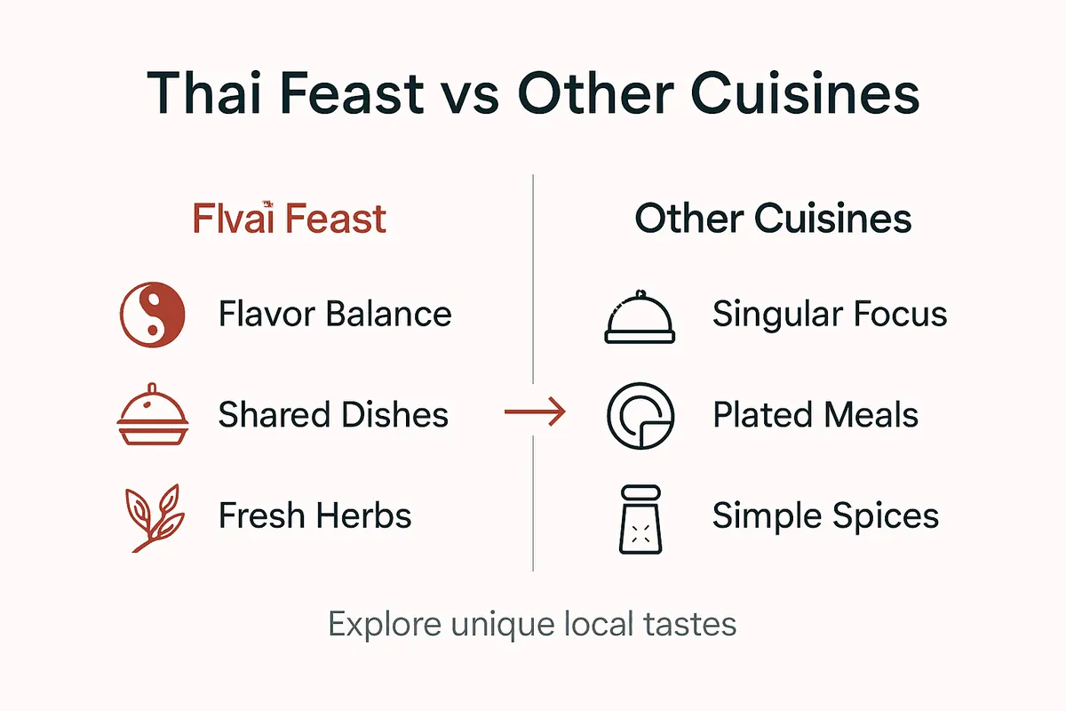 Infographic comparing Thai feast and other cuisines