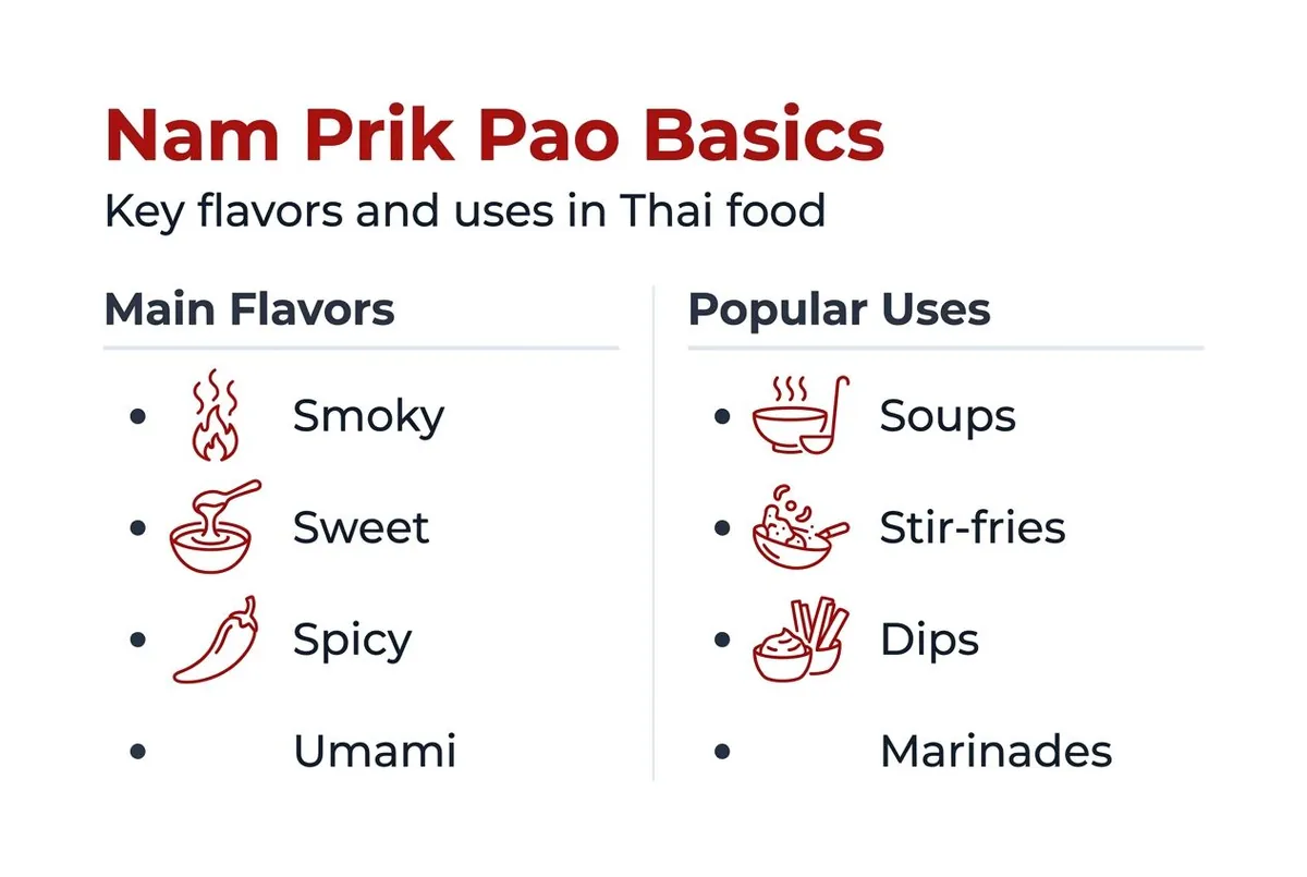 Infographic of Nam Prik Pao flavors and uses