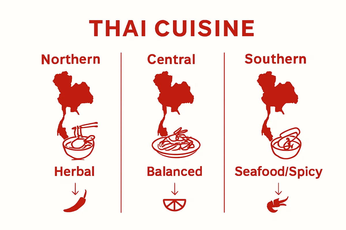 infographic shows Thai food regional variety