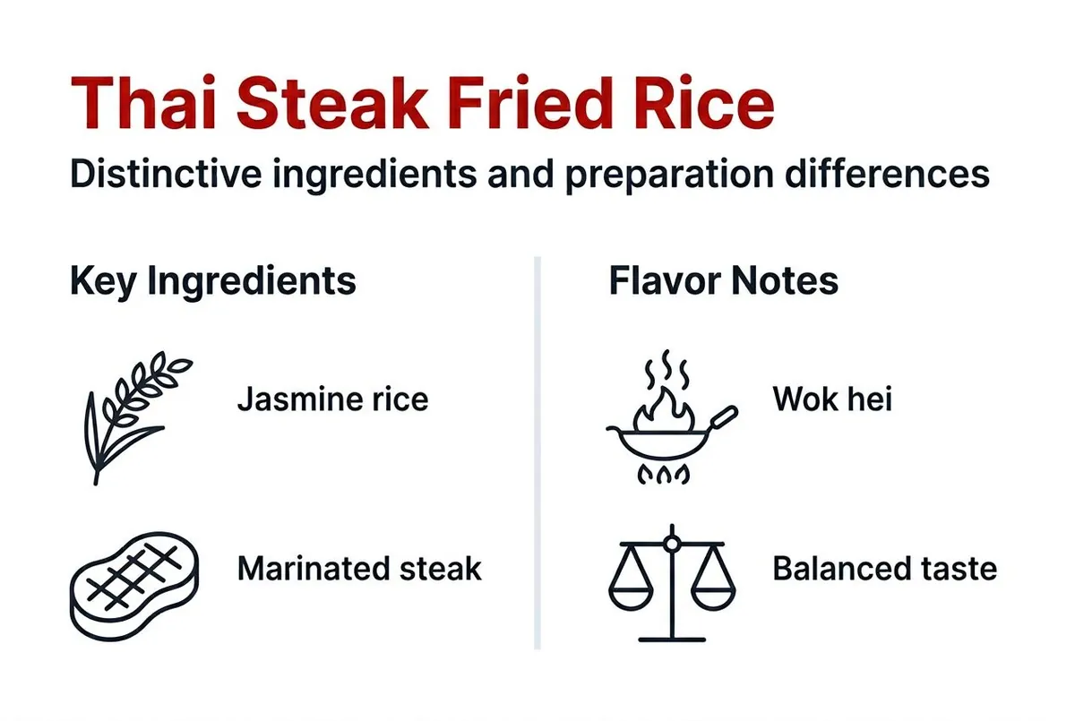 Infographic comparing Thai steak fried rice features