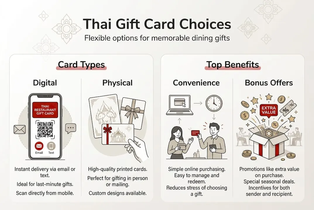 Infographic on Thai gift card types and benefits